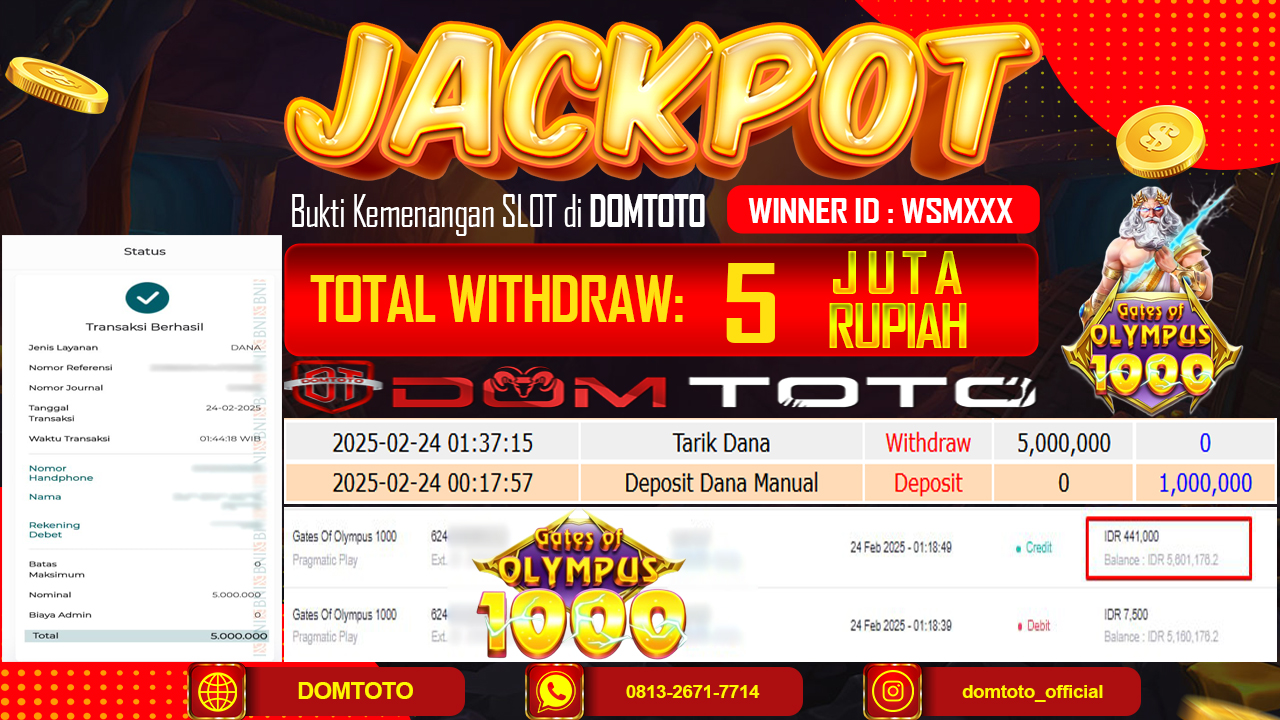JACKPOT SLOT GATES OF OLYMPUS 1000 24 FEBRUARI 2025